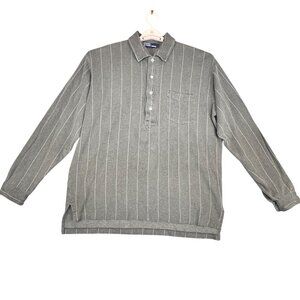 Polo Ralph Lauren Mens Large Pullover Shirt Stripe Preppy Pocket Long Sleeve VTG